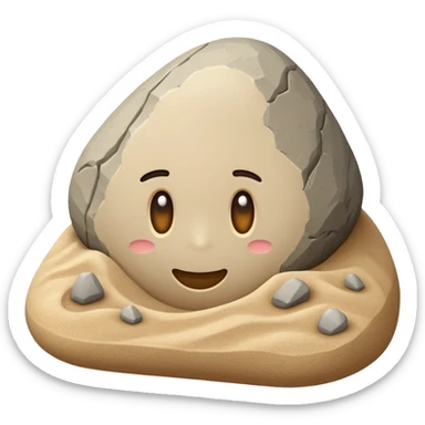 generate realistic detailed stone in 3d style with sand  sticker