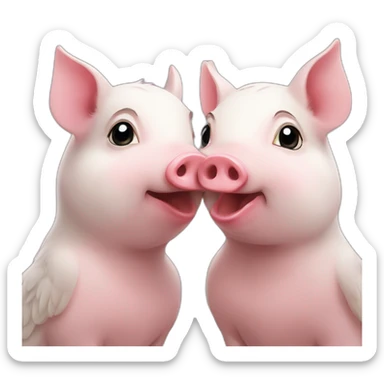 Alexander pig kiss cockatiel sticker