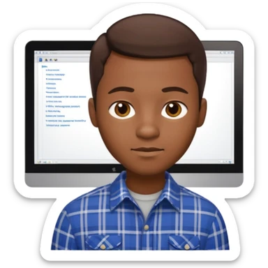 Black man with short brown hair, plaid shirt, sophisticated software engineer vibe sticker