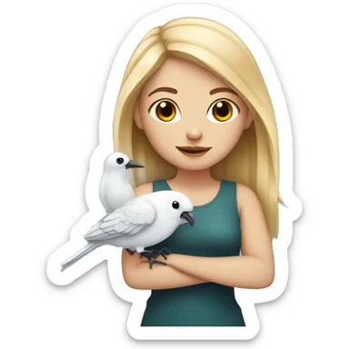 White Girl with bird  sticker