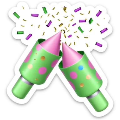light green and light pink floral party poppers sticker