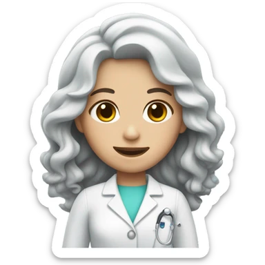 White girl dentist with long curly dark hair  sticker