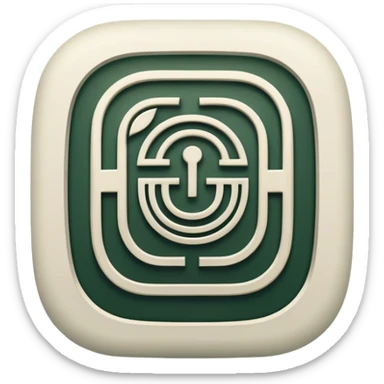 Elegant Mayan hieroglyph mail symbol with clean lines, minimalist design, only pure white and dark green colors, Apple-style aesthetic sticker