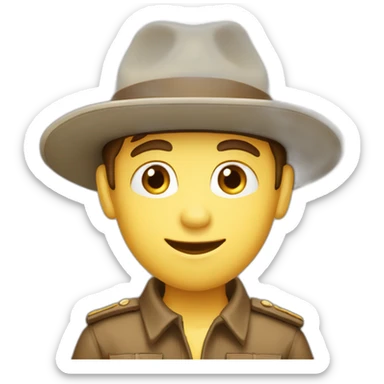 French boyscout with a campaign hat; white skin; brown hat sticker