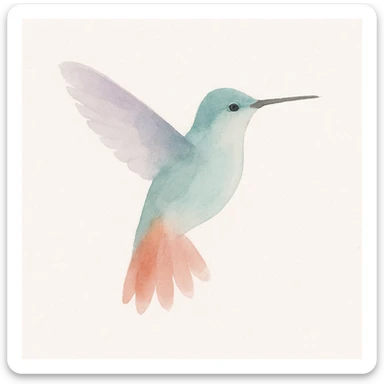 hummingbird, watercolor style, soft colors, artistic impression sticker
