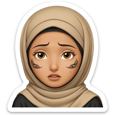arab hijab ancient cry girl with tatooed sticker