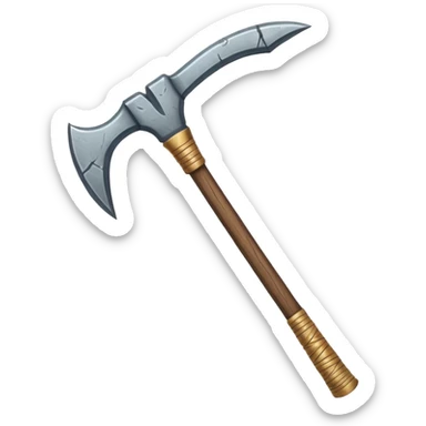 ancient Egyptian symmetric pickaxe, primitive construction, wood and stone sticker