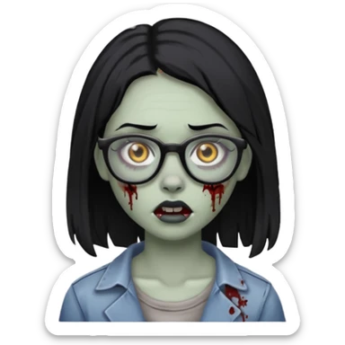 girl zombie with black hair nose piercing with glasses sticker