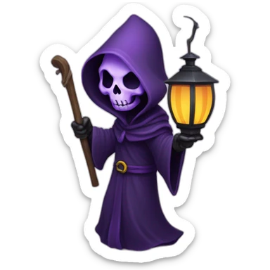Purple grim reaper holding a lantern sticker