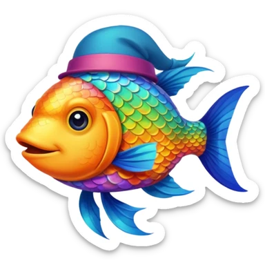 poisson avec chapeau sticker