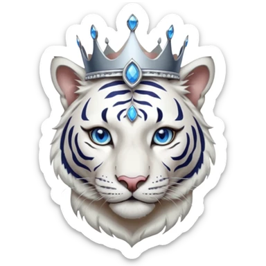 ESO Female white tiger khajiit leader of the umbral rose, blue eyes, blue 'third eye' gem, something symbolizing leadership ruling  sticker