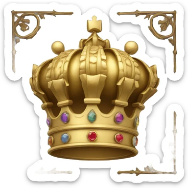 a golden crown in an octagon sticker