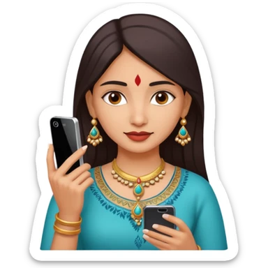 Fair Indian woman with phone in her hand sticker