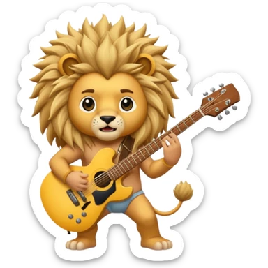 guitar rock baby, lion head sticker
