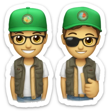 Un emoji chivi que tenga una gorra que le cubra toda la cara que la gorra sea verde muy clarísima Y que tenga un pañuelo abajo que tenga una Mancha roja Y que por todo tenga negro sticker