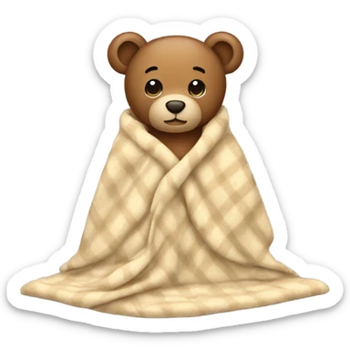 Teddy bear wearing a blanket sticker