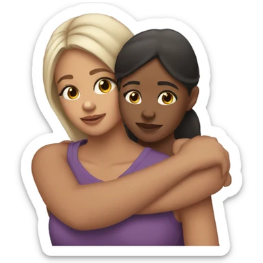 Sister and sister hug light skin sticker