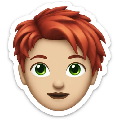 Female punk,red short hair green blue eyes sticker