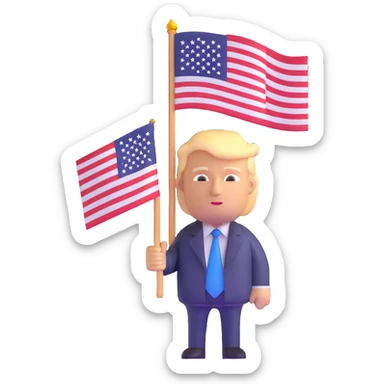 Donald Trump holding USA flag sticker