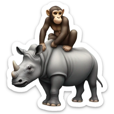 monkey riding a rhino sticker