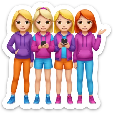 group of cute teenage girls sticker