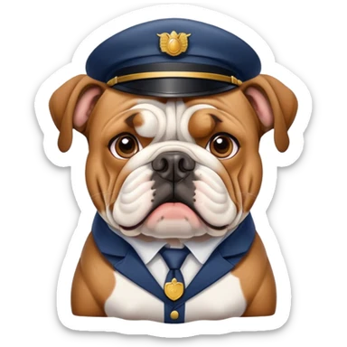 english bulldog with a postman sticker