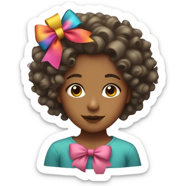 curly girl with bows sticker