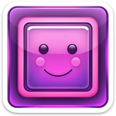 A glowing neon square in shades of purple and pink, transparent background sticker