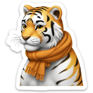 Cold tiger with scarf sticker