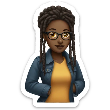 Black girl with locs and glasses sticker