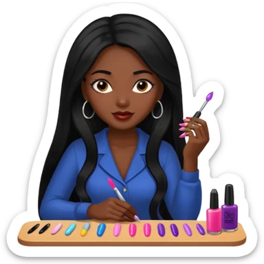 black woman nail artist long haired sticker