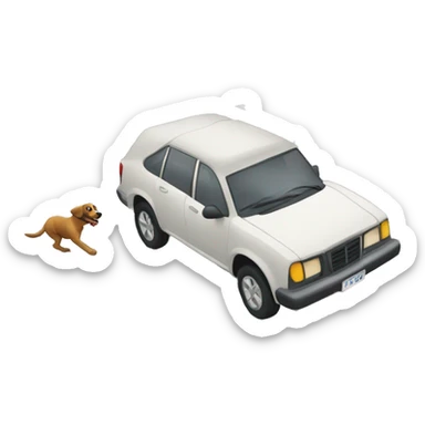 Dog chasing a car sticker