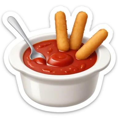 Plate of Mozzarella sticks with red marinara sauce in a small ramekin sticker