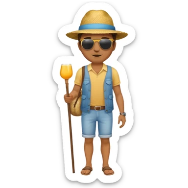 full body man with strow hat sticker