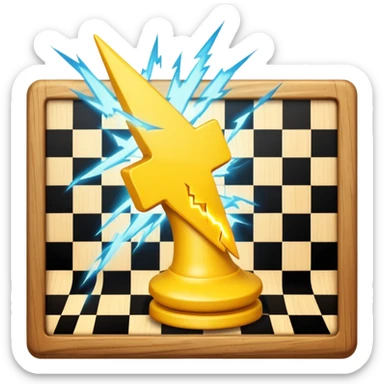a yellow lightning bolt hitting a chess board sticker
