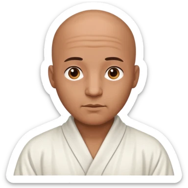 Male person, bald, with a brown complexion and a little plump, dressed in white with a robe and showing signs of age sticker