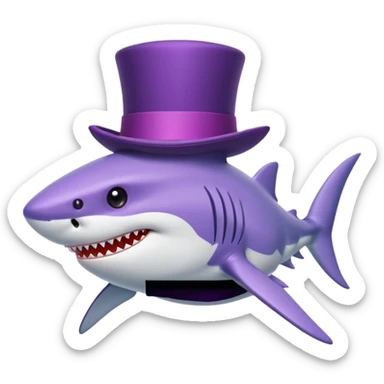 Shark with a top hat purple  sticker