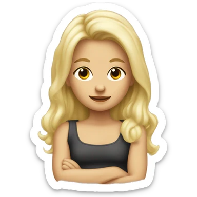 Blonde Frau mit langen Haaren stimmt ein blondes Baby junge  sticker