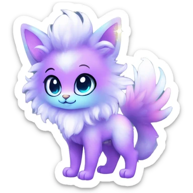 Shiny Sparkly Colorful Fluffy beautiful fantasy Kawaii Ethereal Anthro Sona Nebula-Crystal-Fakemon-animal sticker