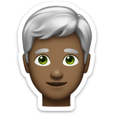a brown-skinned man with salt & pepper short, thick hair and green eyes sticker