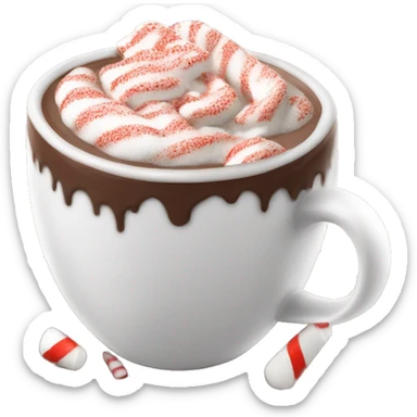 Peppermint hot chocolate with crushed peppermint on the rim sticker