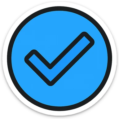 blue tick icon, simple, modern, suitable for use as a verification badge sticker