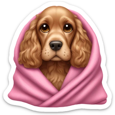 Cocker spaniel in a pink blanket sticker