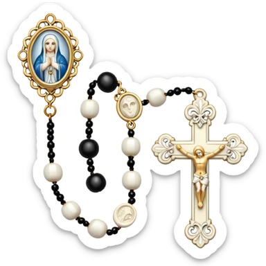 Gothic white rosary with white beads sticker