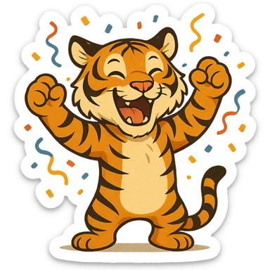 tiger celebrating, variation 5 sticker