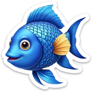 blue happy fish from the left side sticker