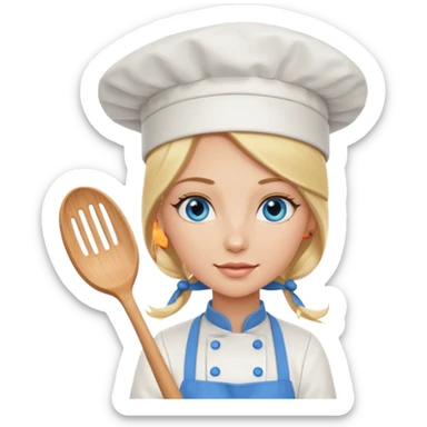 Sexy Long Blonde hair blue eyed female chef sticker