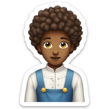 a brown-skinned boy with an afro in a maid outfit sticker