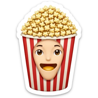 Emoji with 👀 for eyes and is eating popcorn 🍿 sticker