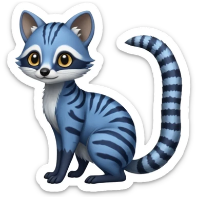 Snowy frosty Snow-lane derpy cute scary spooky graceful dark-blue-pointed Civet-Genet-Numbat-Ocelot--Ocicat-hybrid-fusion, full body sticker